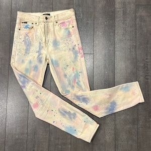 Polo Ralph Lauren Tompkins Skinny High Rise Denim Jeans w/ Paint Splatters, sz27